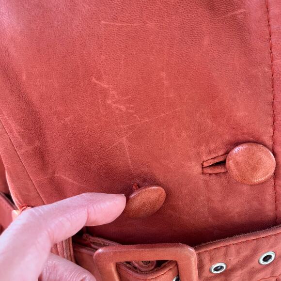 See By Chloe Women's Rusty Red Lamb Leather Belted Jacket Sizes 4 - Picture 9 of 16